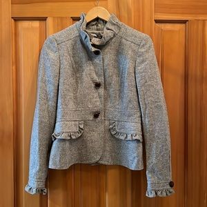J. Crew Gray Ruffle Blazer